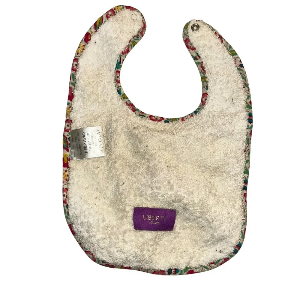 Liberty of London England classic floral flower print terry cloth back baby bib